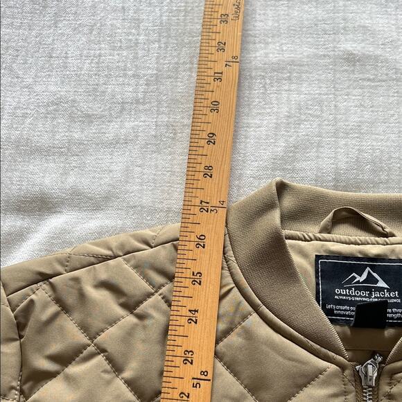 Men's Outdoor Quilted Bomber Jacket - Khaki Tan - XL - Picture 5 of 9
